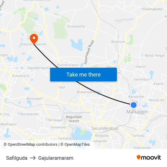 Safilguda to Gajularamaram map