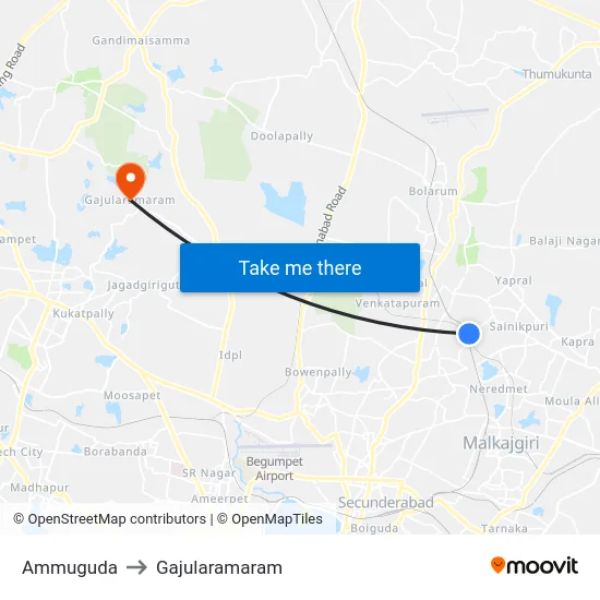 Ammuguda to Gajularamaram map