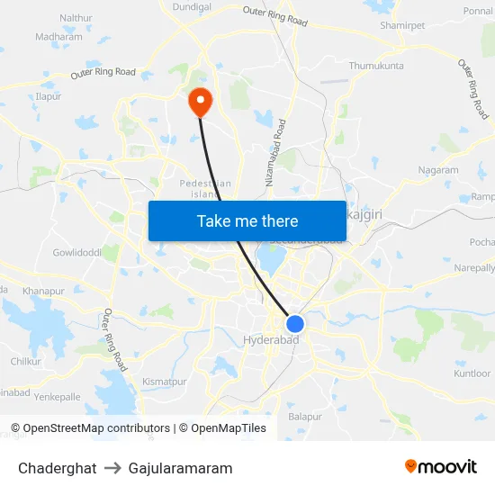 Chaderghat to Gajularamaram map