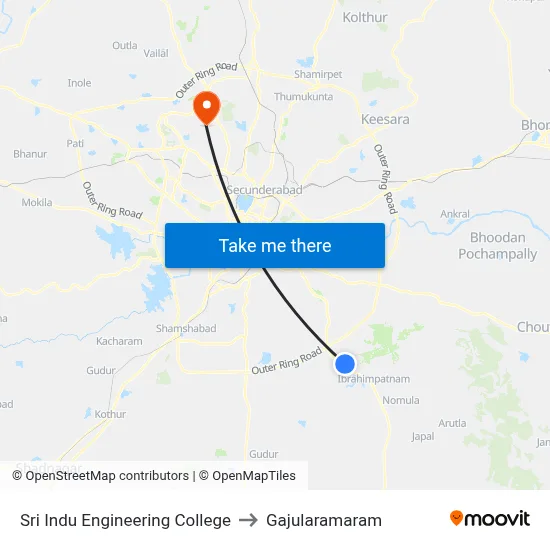 Sri Indu Engineering College to Gajularamaram map