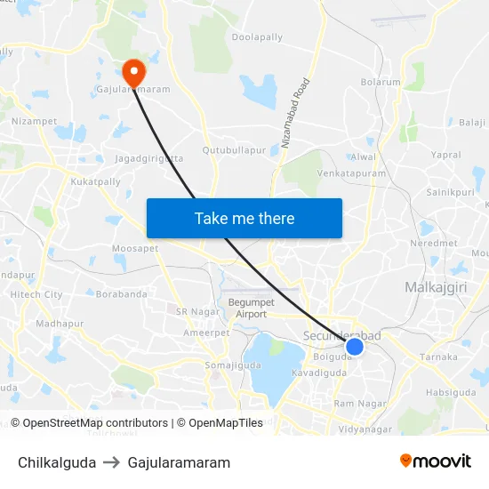 Chilkalguda to Gajularamaram map