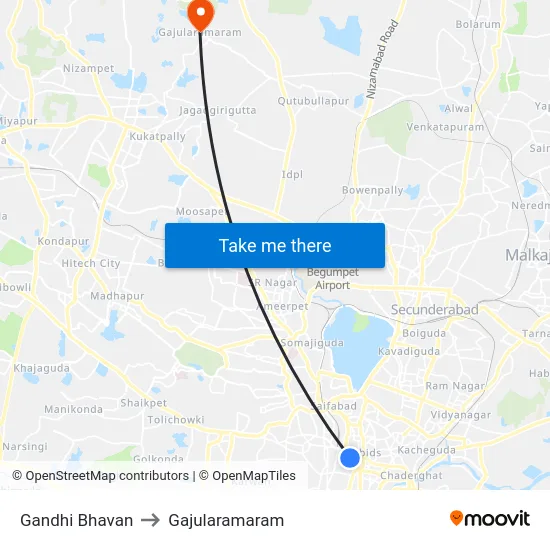 Gandhi Bhavan to Gajularamaram map