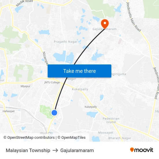 Malaysian Township to Gajularamaram map