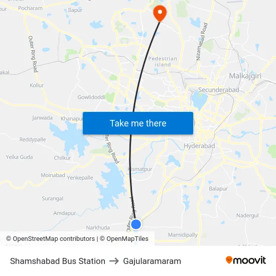 Shamshabad Bus Station to Gajularamaram map
