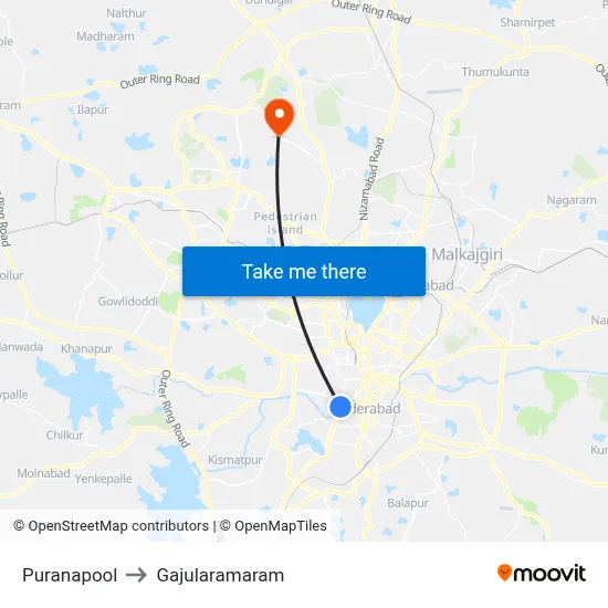 Puranapool to Gajularamaram map