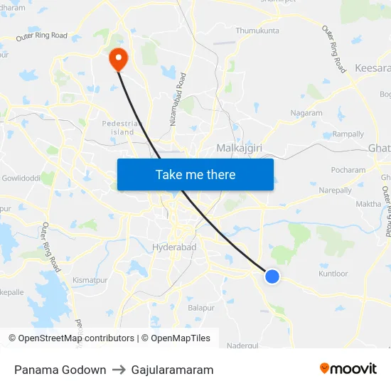 Panama Godown to Gajularamaram map