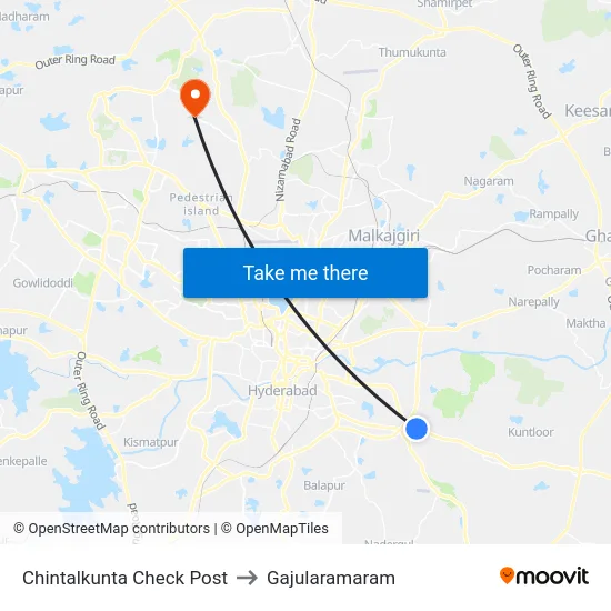 Chintalkunta Check Post to Gajularamaram map