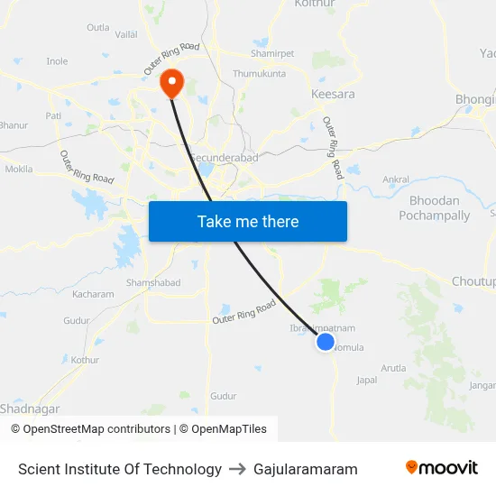Scient Institute Of Technology to Gajularamaram map