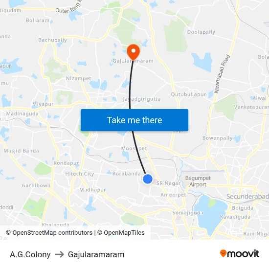 A.G.Colony to Gajularamaram map