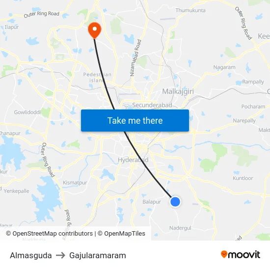 Almasguda to Gajularamaram map