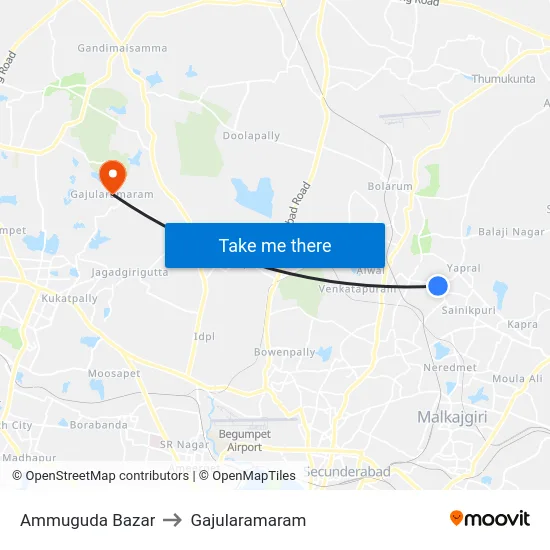 Ammuguda Bazar to Gajularamaram map