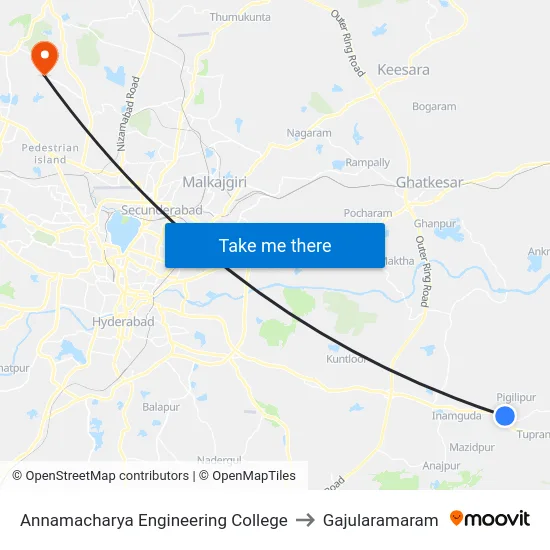 Annamacharya Engineering College to Gajularamaram map