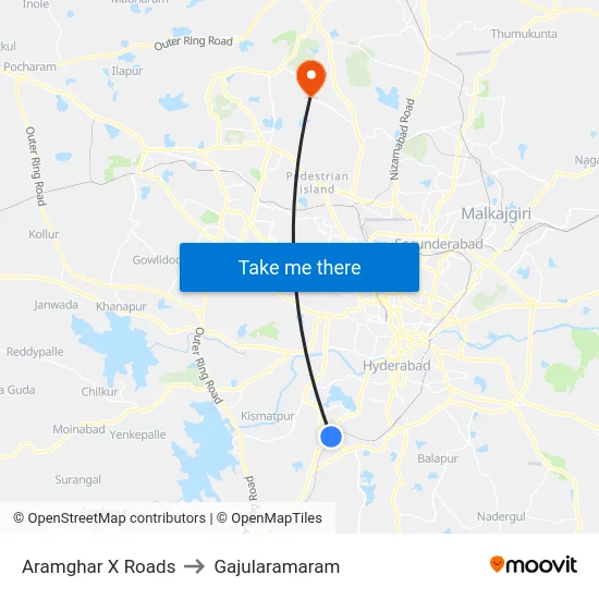 Aramghar X Roads to Gajularamaram map