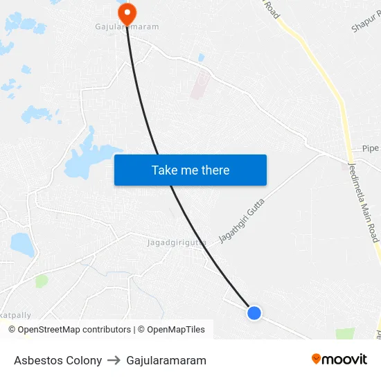 Asbestos Colony to Gajularamaram map