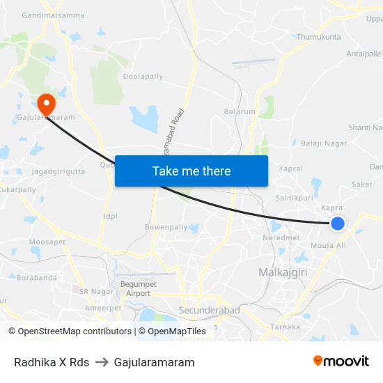 Radhika X Rds to Gajularamaram map