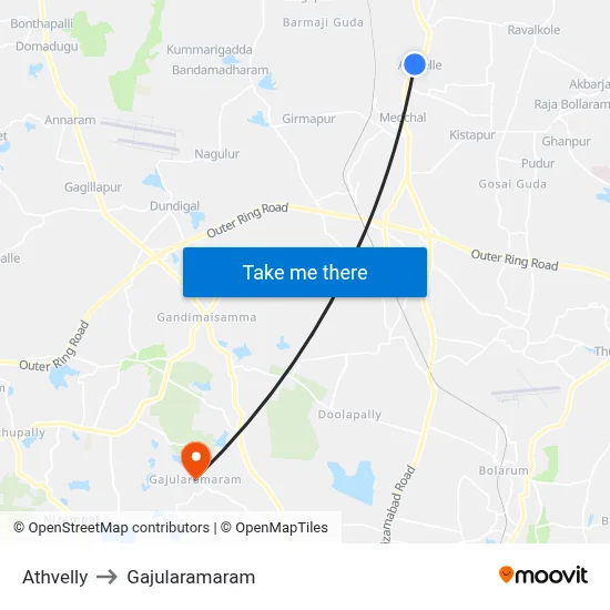 Athvelly to Gajularamaram map
