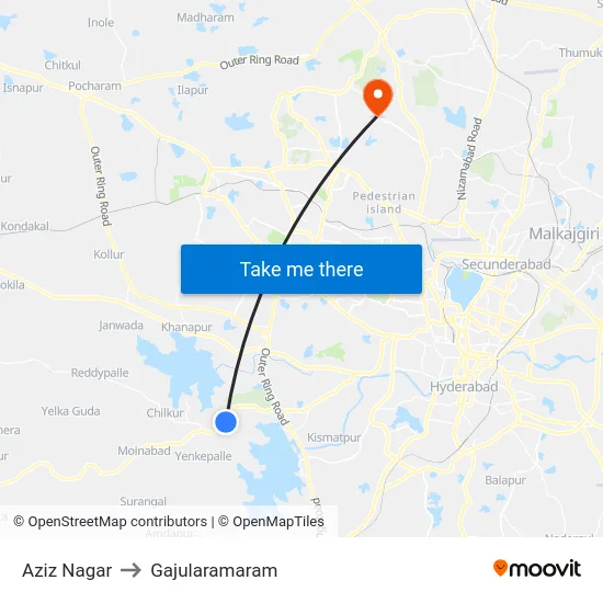 Aziz Nagar to Gajularamaram map