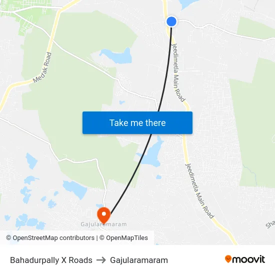 Bahadurpally X Roads to Gajularamaram map
