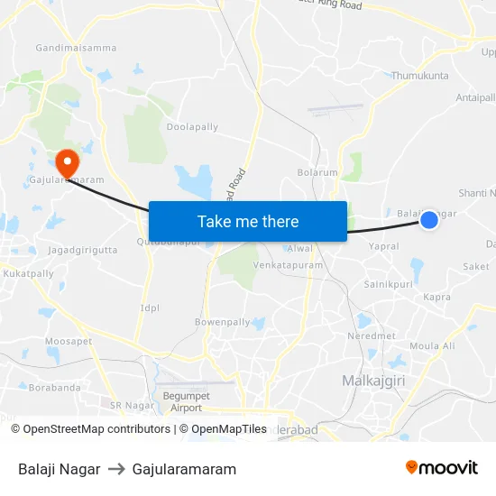 Balaji Nagar to Gajularamaram map
