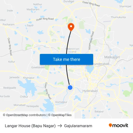 Langar House (Bapu Nagar) to Gajularamaram map
