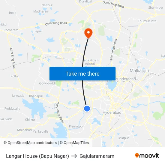 Langar House (Bapu Nagar) to Gajularamaram map
