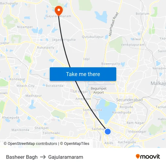Basheer Bagh to Gajularamaram map