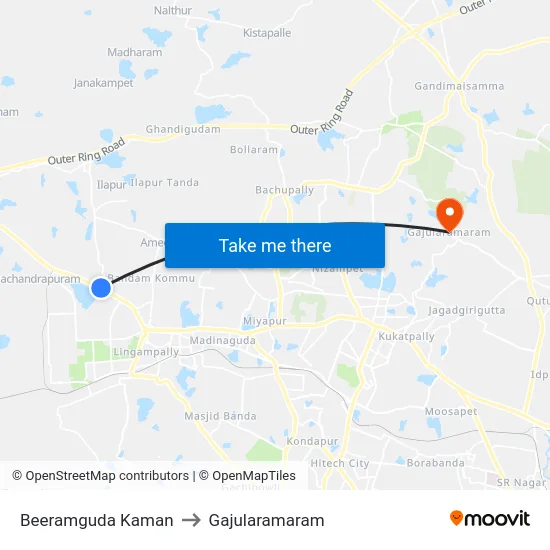 Beeramguda Kaman to Gajularamaram map