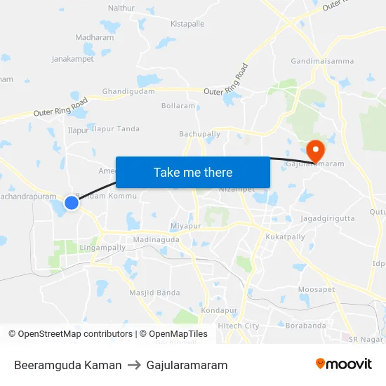 Beeramguda Kaman to Gajularamaram map