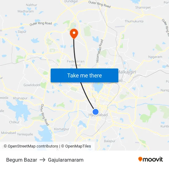 Begum Bazar to Gajularamaram map