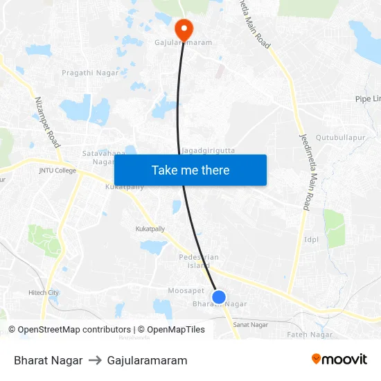 Bharat Nagar to Gajularamaram map
