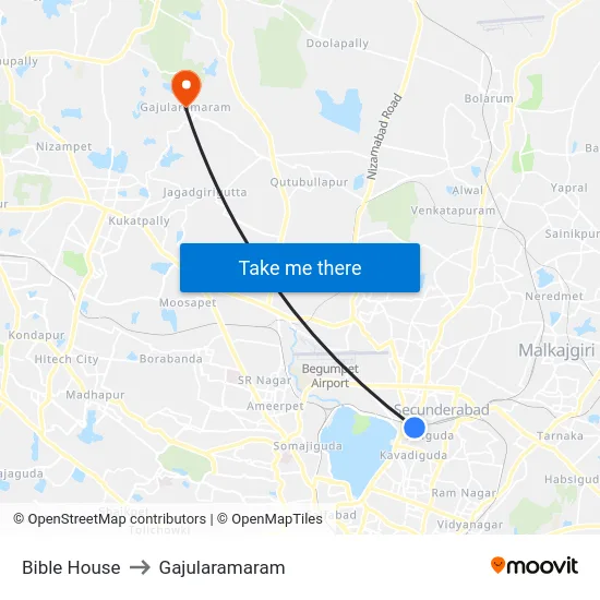 Bible House to Gajularamaram map