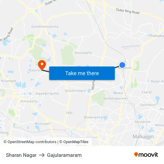 Sharan Nagar to Gajularamaram map