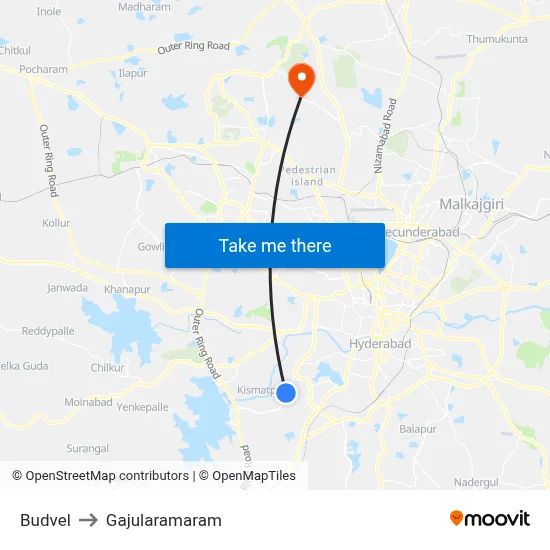 Budvel to Gajularamaram map