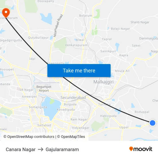 Canara Nagar to Gajularamaram map