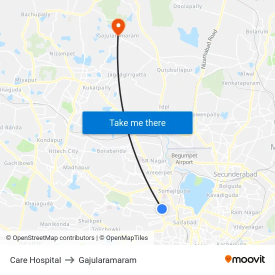 Care Hospital to Gajularamaram map