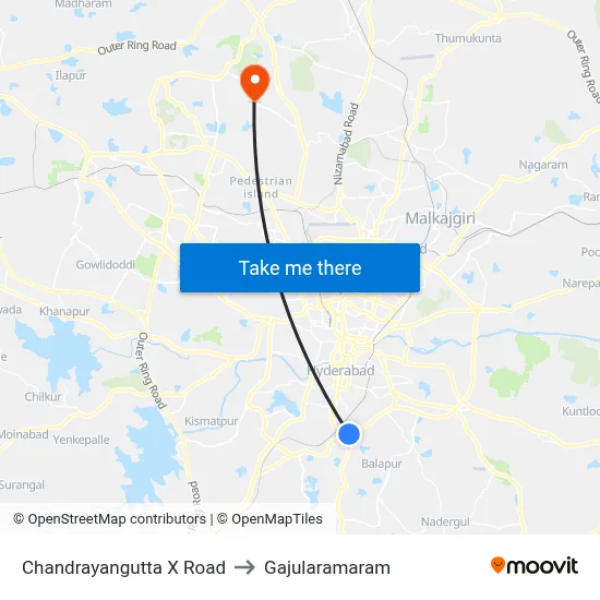 Chandrayangutta X Road to Gajularamaram map