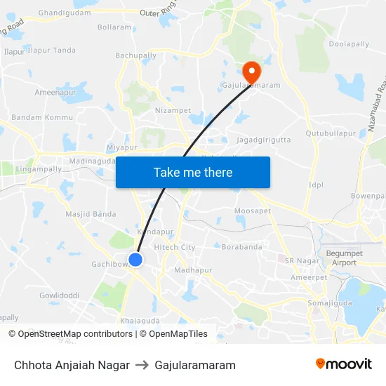 Chhota Anjaiah Nagar to Gajularamaram map