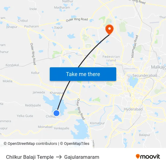 Chilkur Balaji Temple to Gajularamaram map