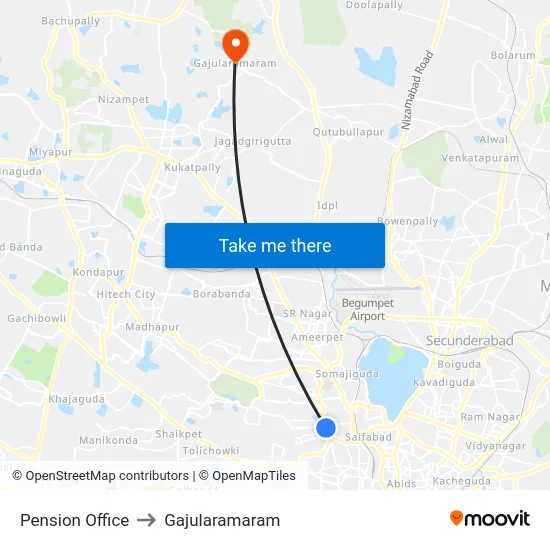 Pension Office to Gajularamaram map