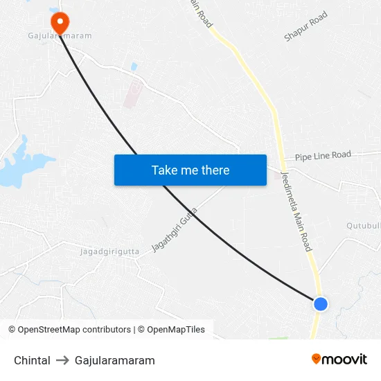 Chintal to Gajularamaram map