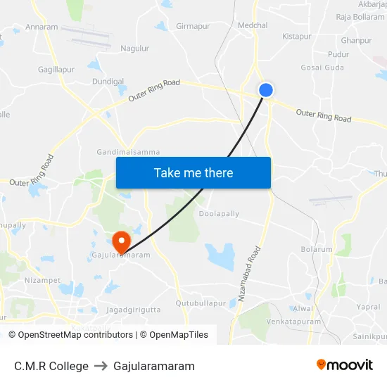 C.M.R College to Gajularamaram map