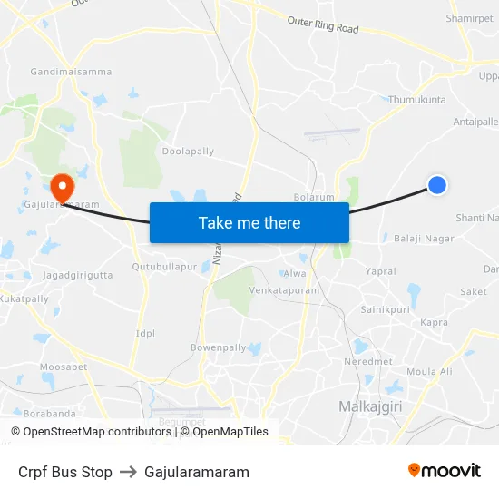 Crpf Bus Stop to Gajularamaram map