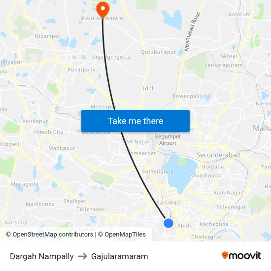 Dargah Nampally to Gajularamaram map