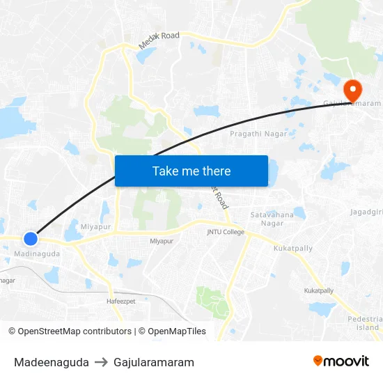 Madeenaguda to Gajularamaram map
