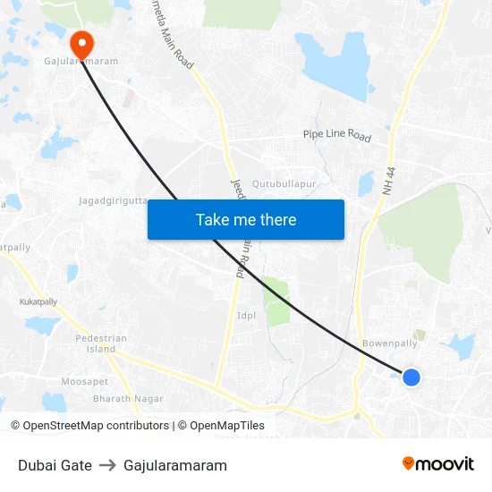 Dubai Gate to Gajularamaram map