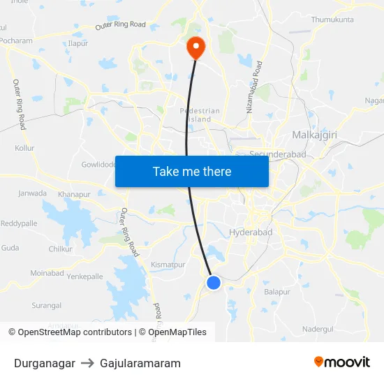 Durganagar to Gajularamaram map