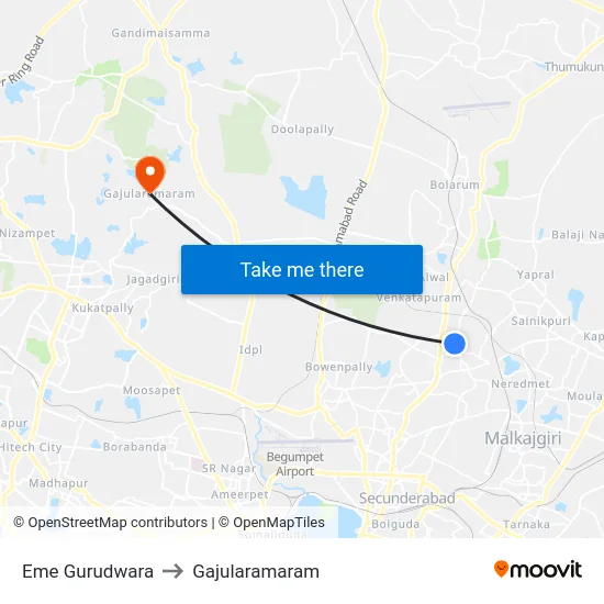 Eme Gurudwara to Gajularamaram map
