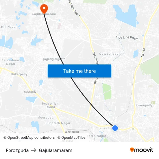 Ferozguda to Gajularamaram map