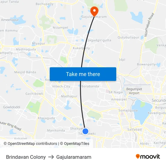 Brindavan Colony to Gajularamaram map