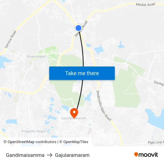 Gandimaisamma to Gajularamaram map